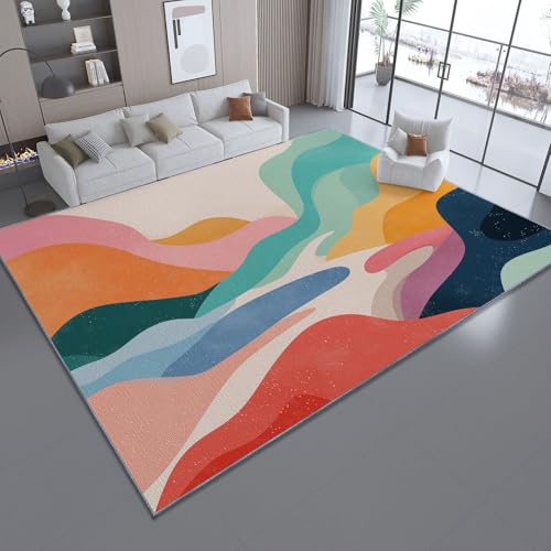 Tapis de salon 90x150 cm géométrique multicolore résistant - 2