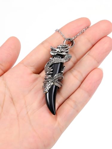 Jovivi Crystal Dragon Necklace for Men Women Dragon Wrapped Healing Stone Pendant Necklace Retro Cool Mens Crystal Necklaces Natural Gemstone Quartz Spiritual Jewelry4