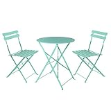 mesa plegable cocina verde  Conjunto de Mesa y sillas de Acero Verde de Exterior para terraza Garden - LOLAhome