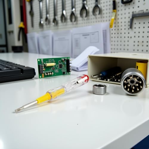 Image of Yellow Intelligent Voltage Tester Pen Contact Voltage Tester Screwdriver Induction Power Detector Pen Electric Test Pen Screwdriver AC 100-500V Electrical