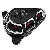 Revolutionary and adjustable backing plate at different angles promotes smooth air flow into the carb/throttle body while also providing hidden internal crank case breathers