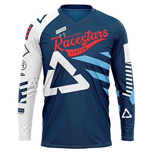 RACESTARS Men's Cycling Jersey Anti-uv MTB Jersey Downhill Mountain Bike T Shirt Motorcycle Sportwear Motocross Long Sleeve