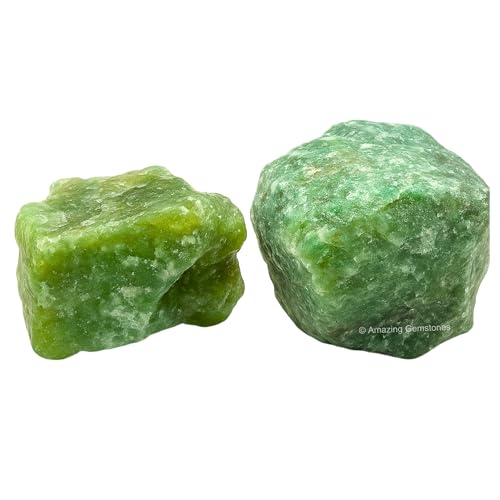 Image of Amazing Gemstone Green Aventurine Raw Crystals and Healing Stones, Natural Rocks for Tumbling - DIY Raw Stones and Crystals, 2 Pieces