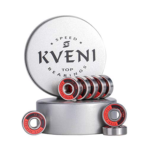 KVENI Premium Skateboard Bearings, Ceramic Ball 608-2rs Bearing â€“ Precision Fask Spin ABEC 11 Bearings for Longboard, Quad Skate, Inline Roller Blades, Scooters, Spinners, fingertip, 8 Pack