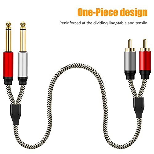 Cable 6,35 mm a 2 RCA macho de 0,5 m divisor de audio estéreo nylon 5