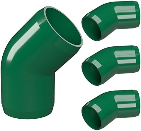 FORMUFIT F11445E-GR-4 45 Degree Elbow PVC Fitting, Furniture Grade, 1-1/4" Size, Green (Pack of 4)