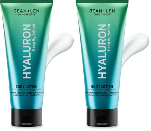Jean & Len Body Lotion Hyaluron, spendet tiefenwirksame Feuchtigkeit, sorgt für ein glattes und pralles Hautbild, für alle Hauttypen geeignet, ohne Parabene & Silikone, vegan, 200 ml (Packung mit 2)