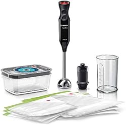 Batidora Al Vacío Amazon Bosch Hogar ErgoMixx MS6CB61V1 - Batidora de mano con envasador al vacío y accesorios, potencia de 1000 W, 12+1 velocidades, color negro