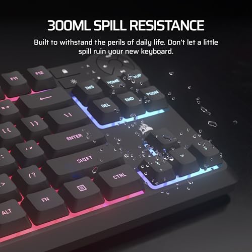 CORSAIR K55 CORE TKL - Tastiera da gioco RGB – Tenkeyless, RGB a 8 zone, tasti a membrana silenziosa, resistente agli schizzi, tasti multimediali, polling 1000 Hz, layout NA, nero - Tastiera gaming - Immagine 3