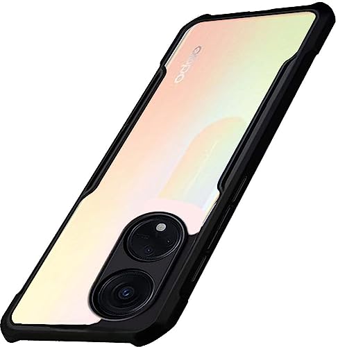 Image of A rtistque Clear Hard Transparent Acrylic Armor Anti-Drop Shockproof TPU Edge Back Cover Case for Oppo Reno 8T 5G - Black