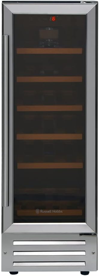 Russell Hobbs Freestanding or Integrated Large Beer, Drinks & Wine Cooler with Glass Door, 18 Bottle Capacity, Stainless Steel RHBI18WC1SS