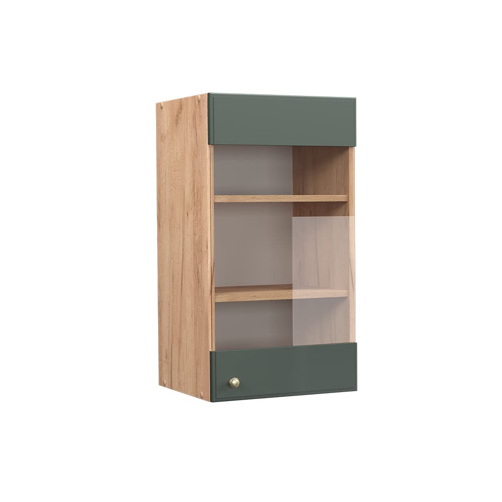 Vicco Mobile da cucina in vetro Fame-Line, Verde-oro rustico, 40 cm, per la combinazione con altri moduli della serie Fame-Line