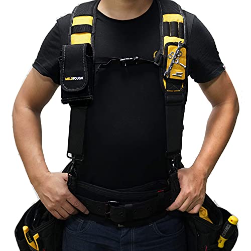 Image of MELOTOUGH Magnetic Tool Belt Suspenders with Magnetic WristBand for Work Belt Padded Suspenders Constrcution
