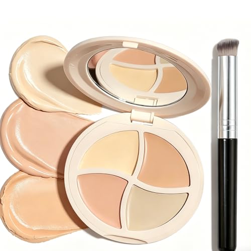 Image of Sitovely Cream Contour Palette with Brush, 4 in 1 Cream Concealer Palette for Medium Circles, Redness, Brighten, Lightweight, Multi-Palette, Contouring Foundation, Sculpt &Highlighting