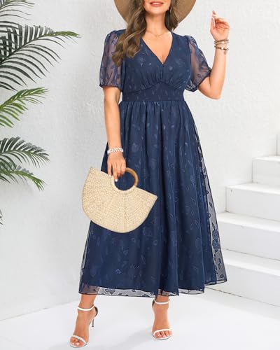 Women Plus Size Summer Dress - Easter Spring Floral Wedding Guest Maxi Long Dress2