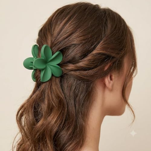 Image of Mini Green Hamper Accessories Set, Green Printed Pattern Scrunchie, Beaded Bracelet, Trendy Flower clips, and Hair Pins (Gift Hamper 02)