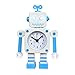 Diskary Sveglia Robot, Metallo Inox Senza Ticchettio, Sveglia con Occhi con Luci Lampeggianti e Braccio Rotante, Regalo per Bambini (Bianca Blu)