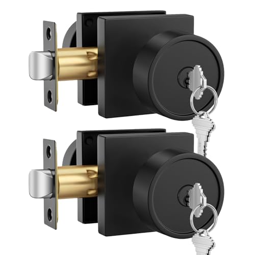Image of Goldenwarm Black Entry Door Knob with Lock and Key, Zinc Alloy Keyed Alike Exterior Door Knobs for Front Door, 2 Pack