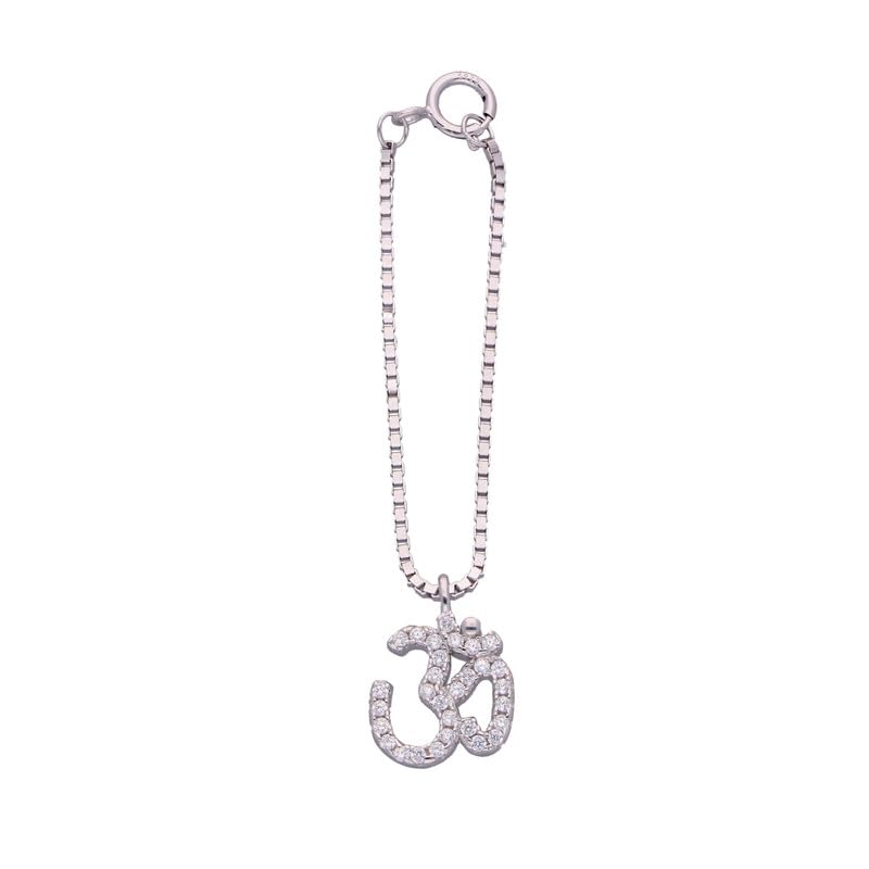 LUXEVOGUEWomen 92.5 Sterling Silver Sacred Om Watch Charm 18K Rhodium Plating