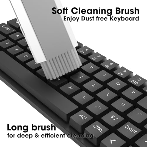 Image of Amazon Basics 8-in-1 Cleaning Kit for Laptop, Mobile, iPhone, AirPods, Earbuds, Keyboard | Multifunctional Tool Kit | Includes Microfibre Cloth & 250 ml Cleaning Liquid