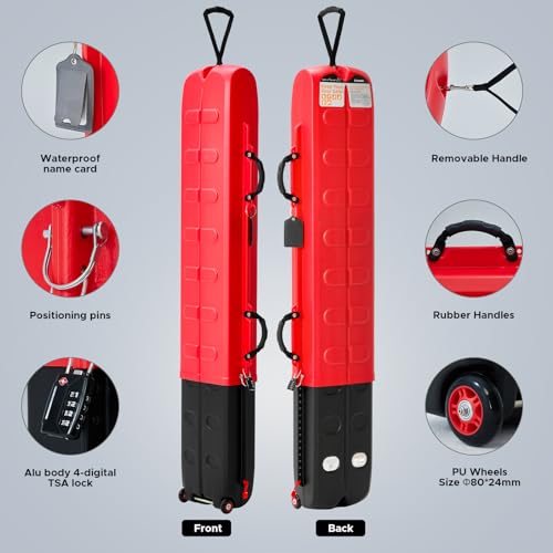 XCMAN Ski Case for Air Travel Hard Storage Portable Cart Case Suitable for Snowboards,Fishing Rods, Water skis,Spearfishing 91L - Thumbnail 3