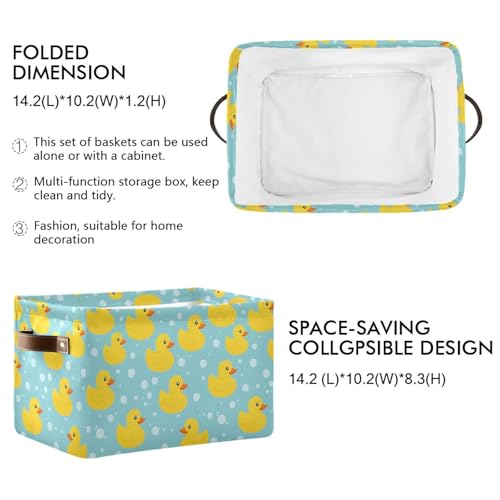 Image of Aslsiy Storage Basket Cute Yellow Ducks-2 Nursery Bins Baby Canvas Box Clothes Shelf Basket Laundry Hampers 1 Pcs