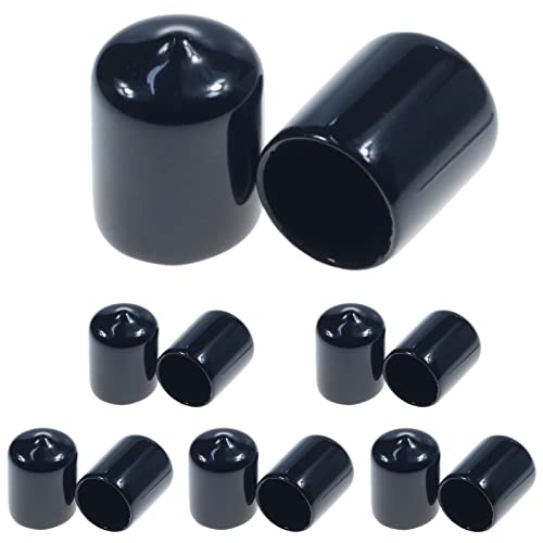 Image of Acocony 11 /16 Inch Rubber Cap (17.45 mm) Round Black Pack of 12 | PVC Rubber End Caps Dustproof, Protective & Aesthetic Flexible Covers for Tubing, Pipes, Poles, Bolts & More