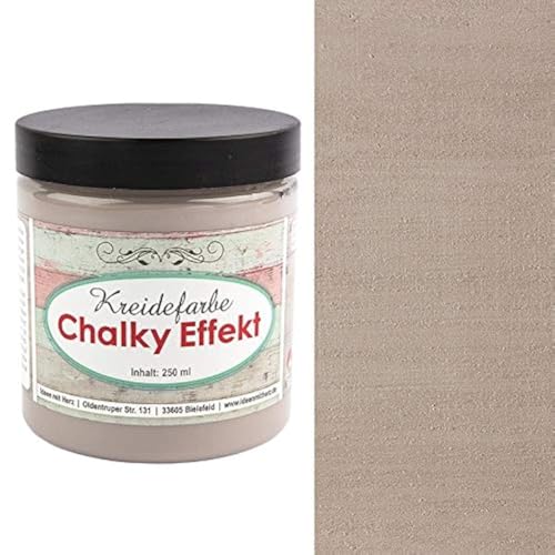 Ideen mit Herz Chalky Effekt Kreidefarbe, 250ml | hochdeckend | ultramatt | auf Wasser-Basis | Kreide-Farbe für Shabby-Chic & Vintage-Effekt (taupe)
