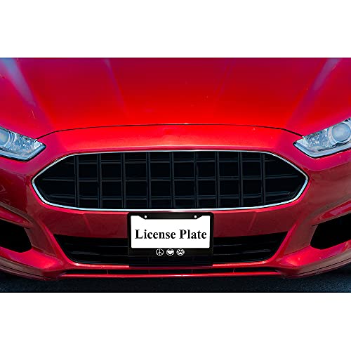 Ofloral Peace And Love Logo Aluminum Alloy License Plate Frame White Heart And Animal Paw Print In Circle Applicable To Us Standard Car Metal Front Car Tag Frame Cover Holder For Women Men(1 Pack) #TOP4