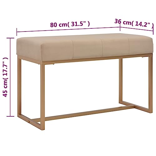 Bout de lit velours beige 80 cm pour optimiser l'espace du salon