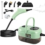 Nettoyeur Vapeur 1100ML, Steam Cleaner avec 9 Accessoires, 3,0 bar 2500W Nettoyer à Vapeur à Main, Pression de Vapeur Portable avec 3 Têtes de Brosse pour les Meubles de Cuisine, Salle de Bain (Vert)