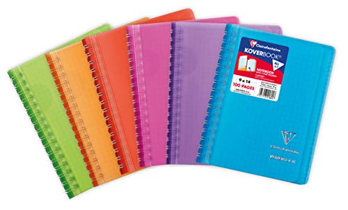 Clairefontaine 321601C Un Carnet à Spirale Koverbook - 9x14cm - 100 Pages Petits Carreaux - Papier Blanc 90 g - Couverture Enveloppante Polypro - Couleur...