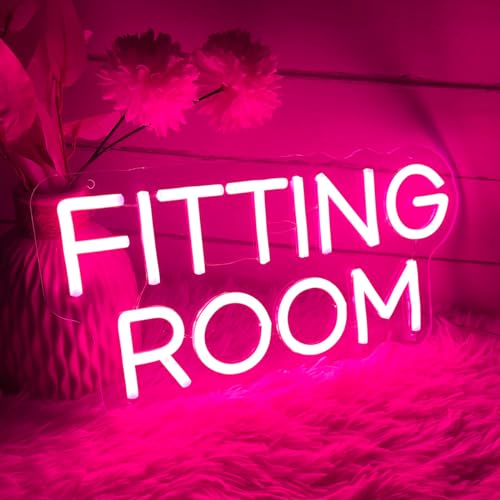 Image of Fitting Room Neon Sign For Spa Beauty Room Nail Brows Lashed Salon Studio LED Wall Art Decor For Business Stores Logo Barber Shops Led Word Indoor Custom Neon Lights 5V USB Powered Pink 35x17.5 cm