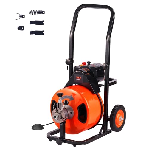 VEVOR 100 FT x 1/2 Inch Drain Cleaner Machine, Sewer Snake Auger...