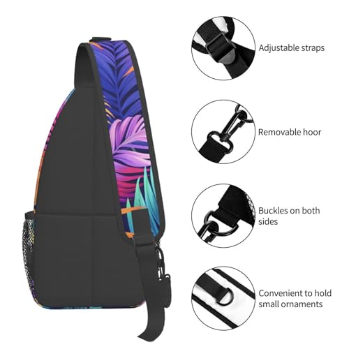 Mochila bandolera ligera de hojas tropicales coloridas miniatura 5