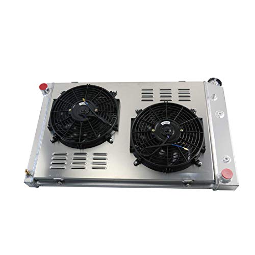 Primecooling 4 Row All Aluminum Radiator +2X12" Fans and Shroud for GMC Chevy C/K Series Pickup Truck/Jimmy V8 Enigne 1973-91
