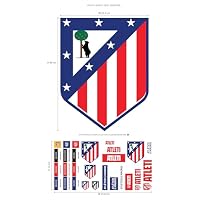 Lizenziertes Decor Atlético de Madrid Vinyl-Wandaufkleber – Club-Wappen-Aufkleber-Set, 50 x 30 cm, Gemischt