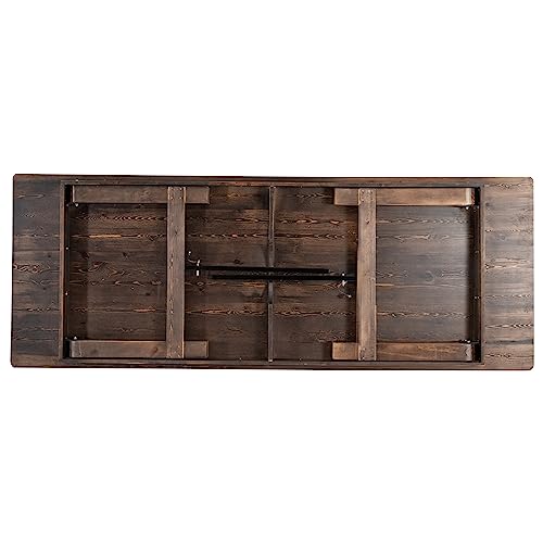 Flash Furniture Hercules Commercial Grade Farmhouse Dining Table | Solid Pine Foldable Table for 10 in Antique Rustic Mahogany | Rustic Charm for Home and Events - Image 8