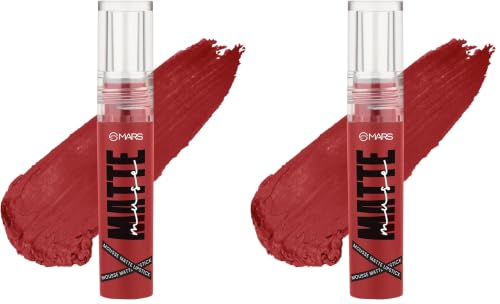 Image of MARS Matte Muse Mousse Lipstick (3ml) (15-ROYAL HIGHNESS) with Doe-Foot Applicator | Highly Pigmented | Smooth Texture | Hydrating Formula | Blurry Lips Effect (Pack of 2)