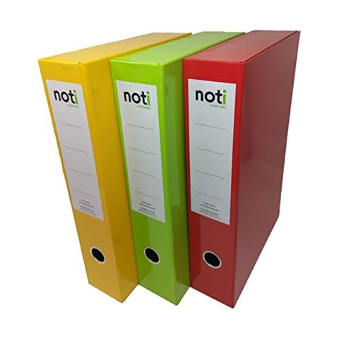 Box File Foolscap, High Gloss Laminated Paper, Lockspring, Ring Pull & Catch, Fits A4, 75mm spine, Assorted Colours (Box of 3) Cover