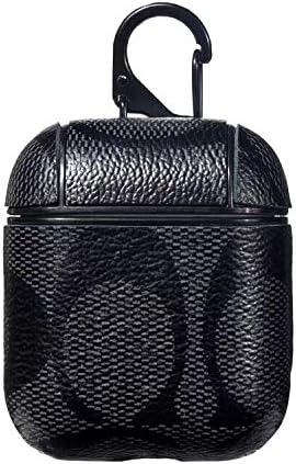 Airpod Case, Sharefashion Luxury Stylish PU Leather Ultra Slim & Thin Soft TPU Anti-Slip Scratch Resistant Drop Proof Full Cover Case for Apple Airpod (Black 4)