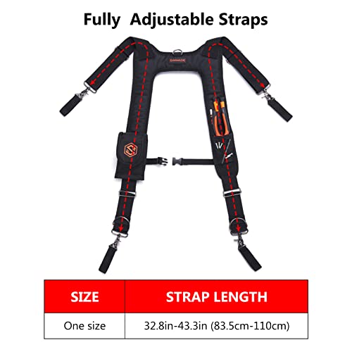 Savawade Tool Belt Suspenders Heavy Duty 4 Point Padded Adjustable Shoulder Strap With Detachable Phone Pouch #TOP3
