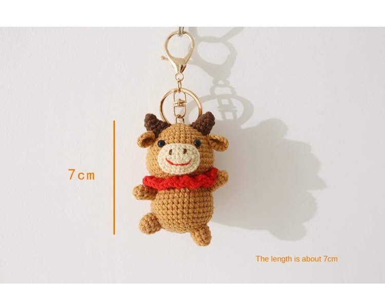 Handmade Wool Crochet Keychain, Chinese Zodiac Doll, Unique Gift (pig)