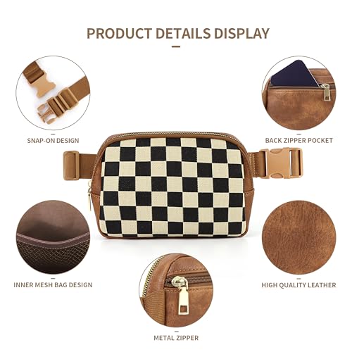Image of Sling Bag Crossbody Bags For Women Plaid Striped Fanny Packs Chest Bag for Work Shopping
