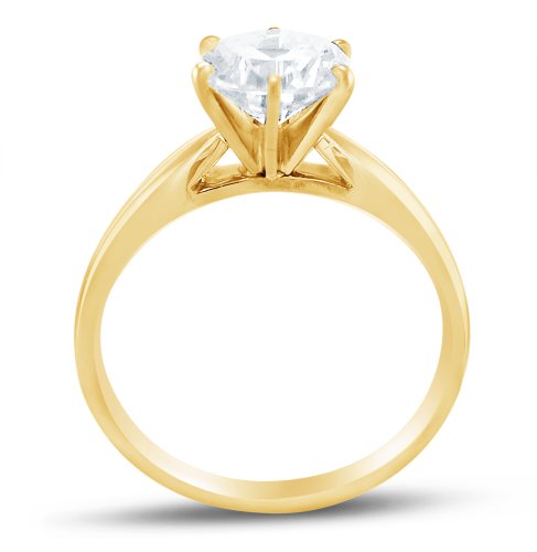Solid 14k White OR Yellow Gold Classic Traditional Round Brilliant Cut Solitaire CZ Cubic Zirconia Engagement Ring 1.0ct.4