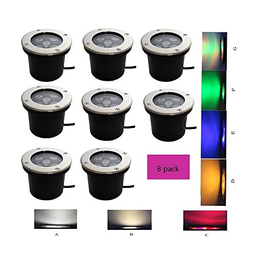 AMDHZ LED Decking Lights LED Decking Lights Wall Plinth Deck Waterproof IP65 220V Stairs Lawn Square, 7 Colors, 9 Power,8 Pack (Color : G, Size : 36W)