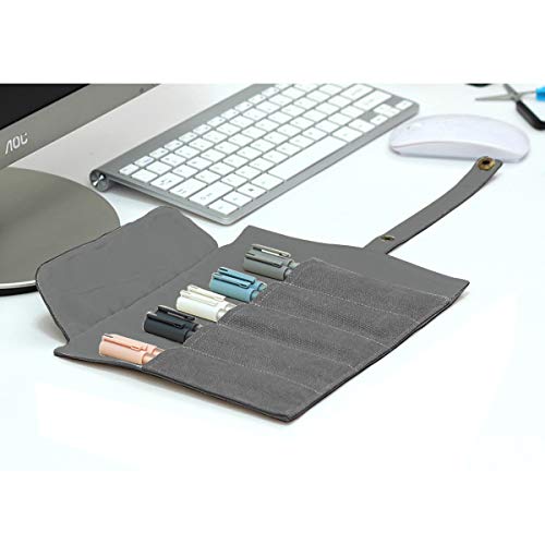 Enyuwlcm Canvas Stationery Handmade Rollup Pencil Case Travel Fountain Pen Organizer Bag Pencil Wrap Gray #TOP5