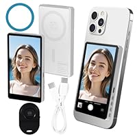 QESSUVNC Handy Selfie Monitor,Selfie Monitor Screen Kabellose Magnetische Handyhalterung für iPhone/Android Bluetooth mit Lautsprecher 3H Akku