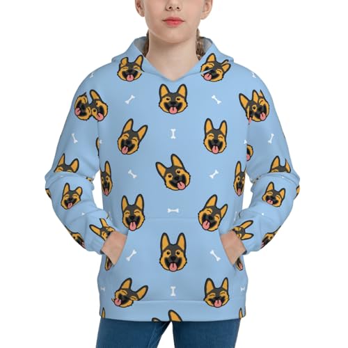 German Shepherd Puppy Kids Pullover Hoodies Boys Sweatshirts Girls Athletic Clothes with Pocket