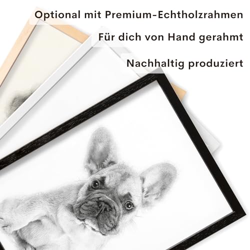 Tierportrait personalisiertes Geschenk Hundebesitzer Bild im Stil einer Bleistiftzeichnung von Foto Portrait wie Bleistift Zeichnung Fotogeschenk Hund Geschenk Haustier (mit oder ohne Rahmen)